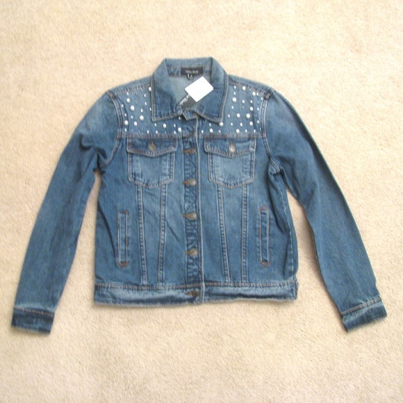 Lea & Viola Jackets & Blazers - Womens NEW Jean Jacket Beaded Size S